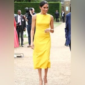 CUSTOM MADE Meghan Markle Inspired Yellow Cotton Dress
